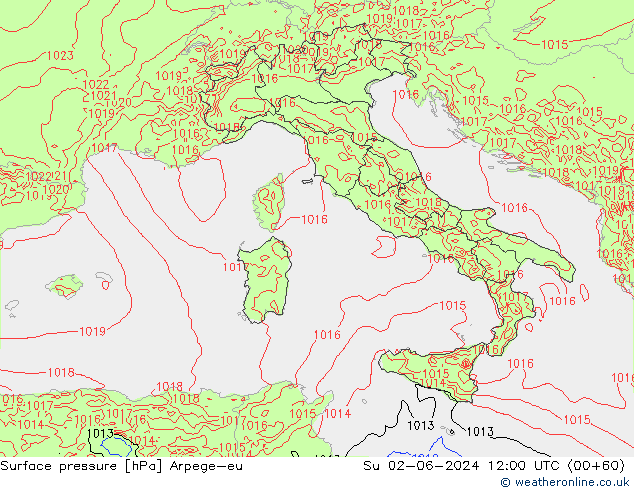 Surface pressure Arpege-eu Su 02.06.2024 12 UTC