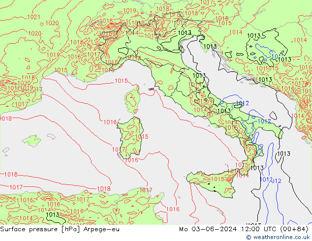 приземное давление Arpege-eu пн 03.06.2024 12 UTC