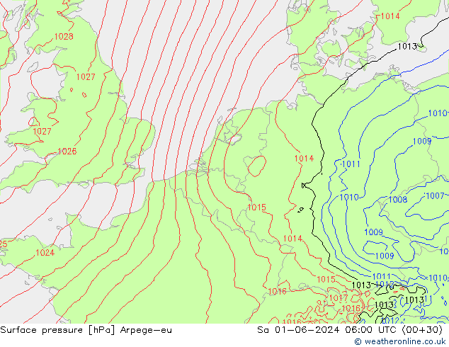 pressão do solo Arpege-eu Sáb 01.06.2024 06 UTC