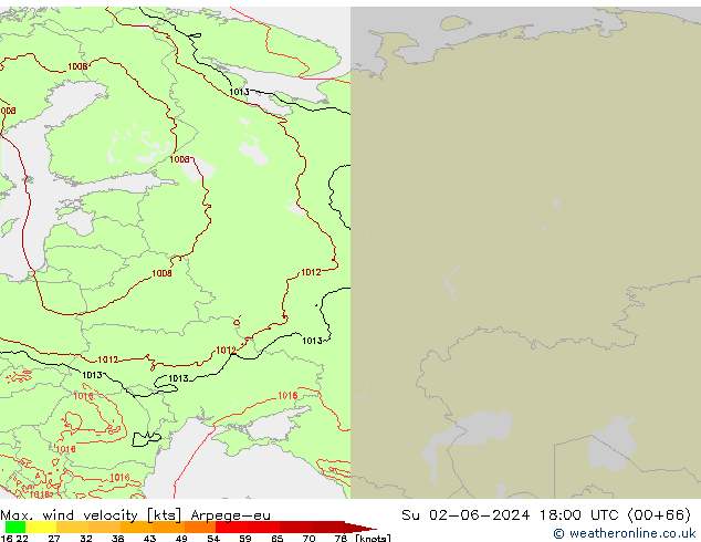 Max. wind velocity Arpege-eu dim 02.06.2024 18 UTC