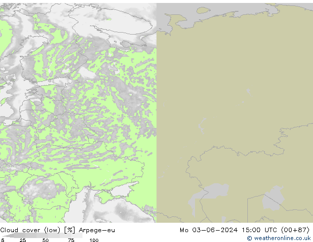 zachmurzenie (niskie) Arpege-eu pon. 03.06.2024 15 UTC