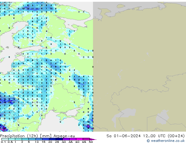 Precipitation (12h) Arpege-eu So 01.06.2024 00 UTC
