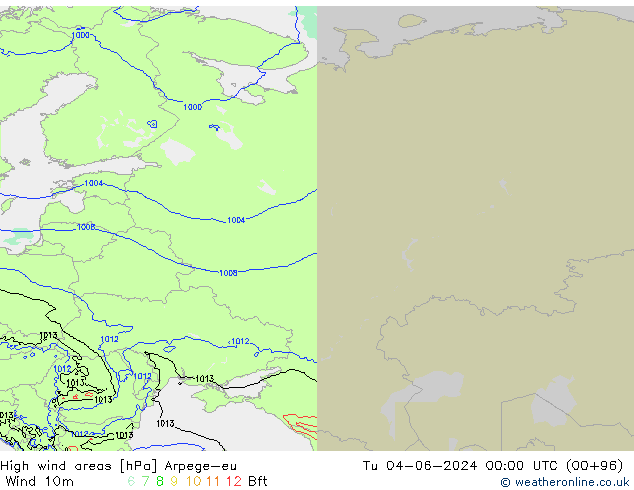 High wind areas Arpege-eu mar 04.06.2024 00 UTC