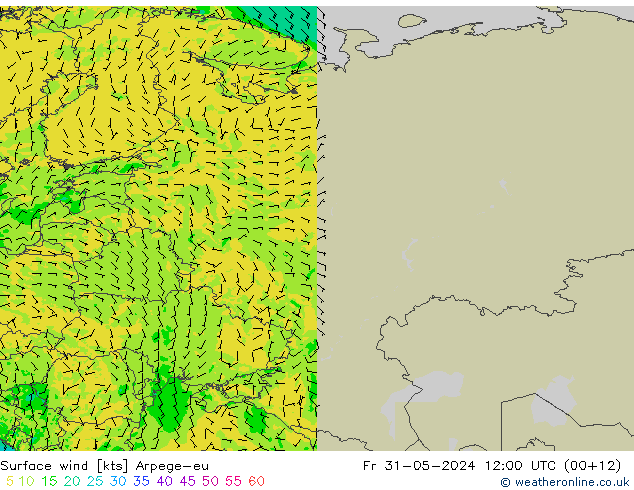 Surface wind Arpege-eu Fr 31.05.2024 12 UTC