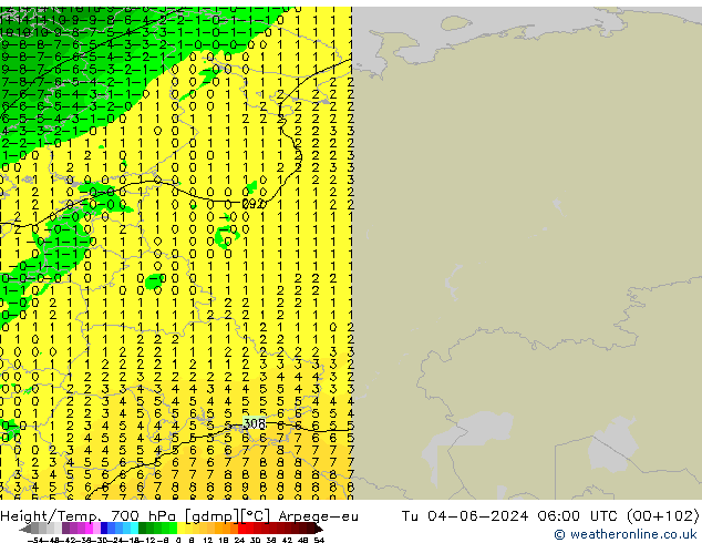 Height/Temp. 700 hPa Arpege-eu Ter 04.06.2024 06 UTC