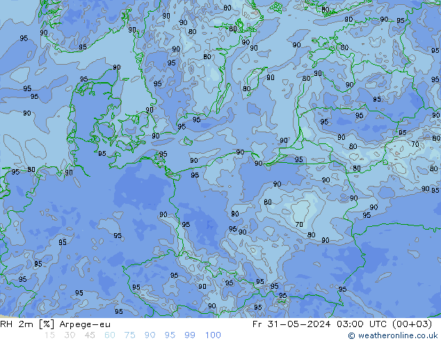 RH 2m Arpege-eu Fr 31.05.2024 03 UTC