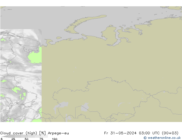 zachmurzenie (wysokie) Arpege-eu pt. 31.05.2024 03 UTC