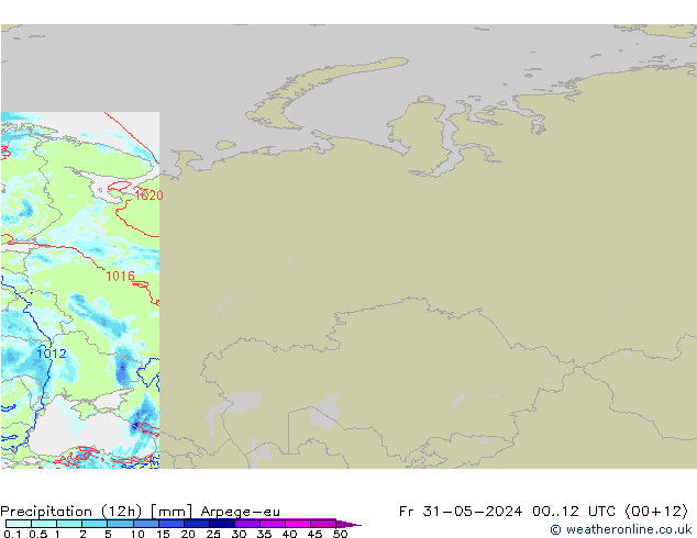 Yağış (12h) Arpege-eu Cu 31.05.2024 12 UTC