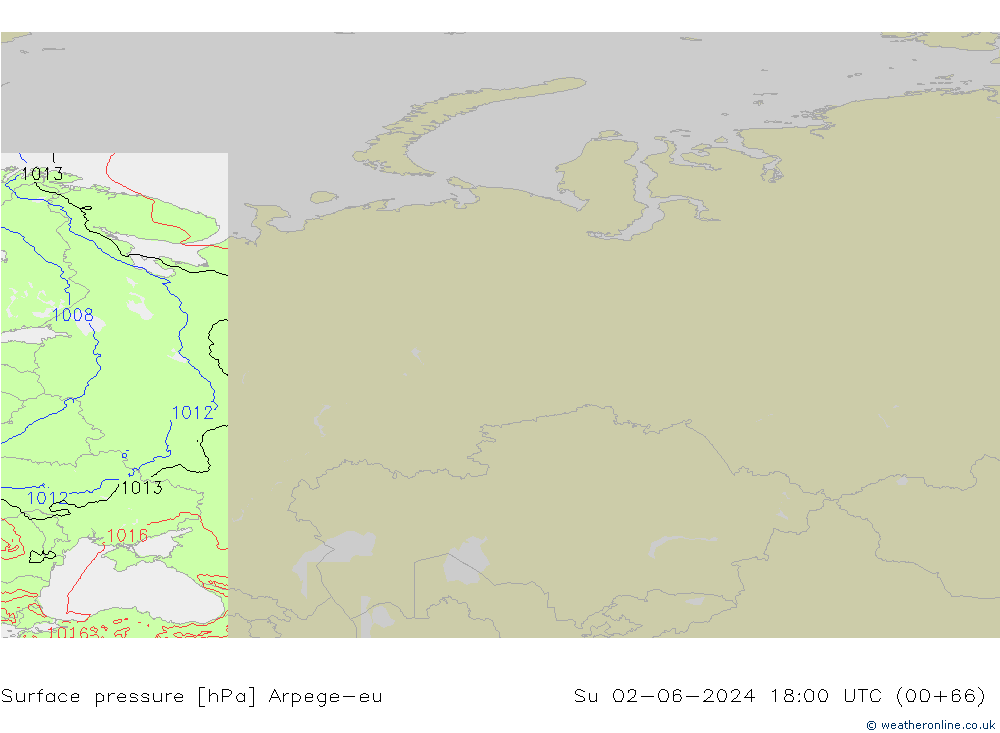 Surface pressure Arpege-eu Su 02.06.2024 18 UTC