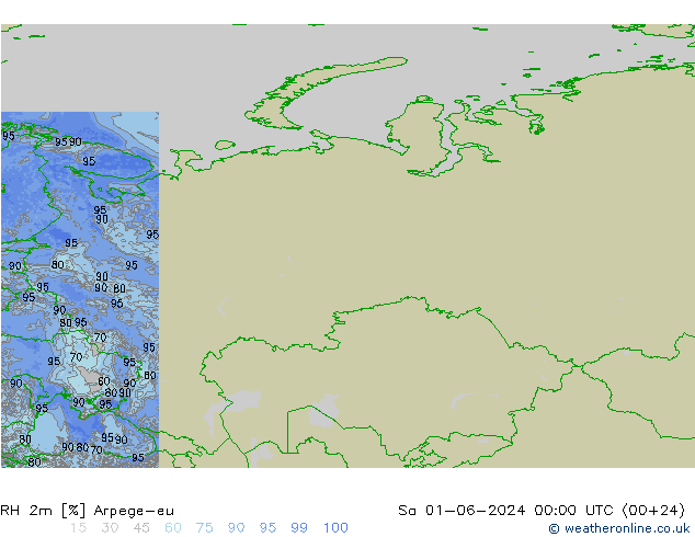 RH 2m Arpege-eu сб 01.06.2024 00 UTC