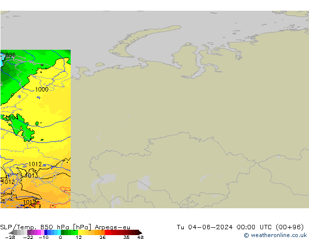 SLP/Temp. 850 hPa Arpege-eu mar 04.06.2024 00 UTC