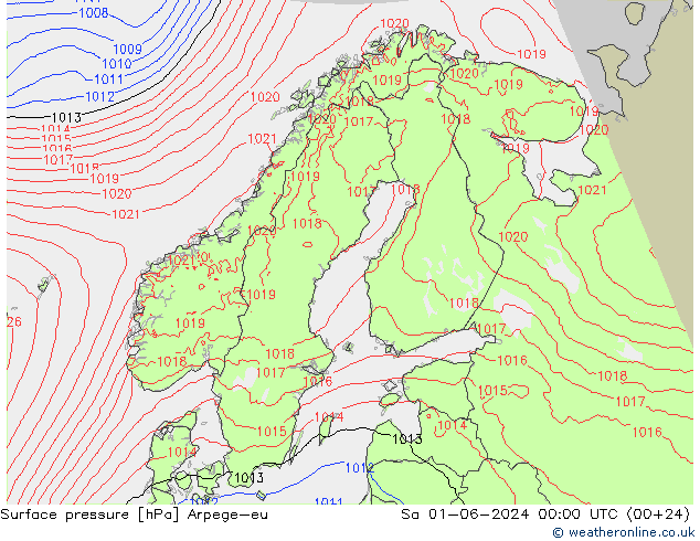 приземное давление Arpege-eu сб 01.06.2024 00 UTC