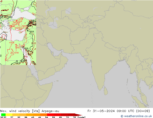 Max. wind velocity Arpege-eu Sex 31.05.2024 09 UTC
