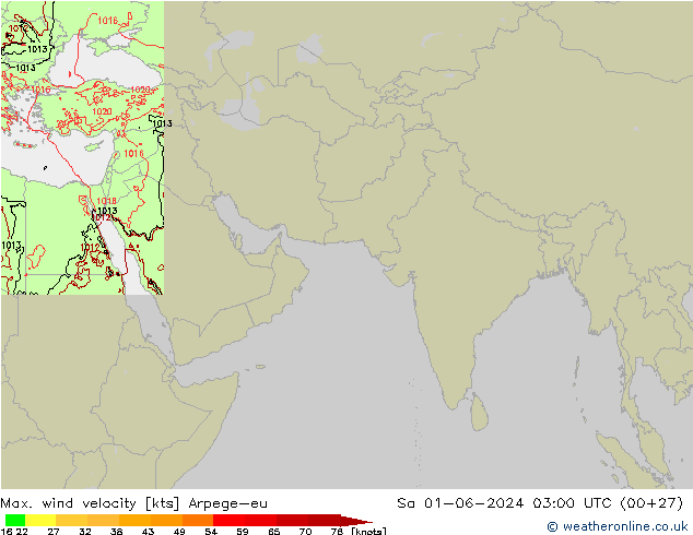 Max. wind snelheid Arpege-eu za 01.06.2024 03 UTC