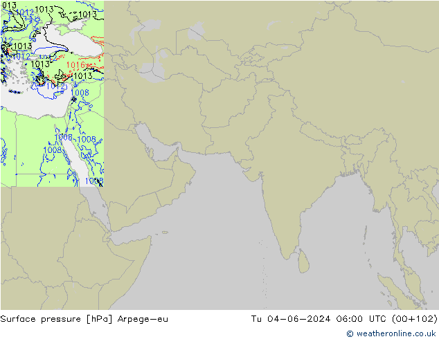 Pressione al suolo Arpege-eu mar 04.06.2024 06 UTC