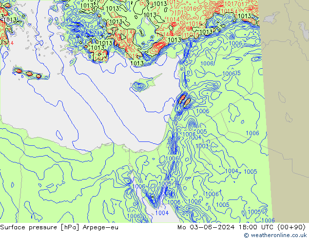 Yer basıncı Arpege-eu Pzt 03.06.2024 18 UTC