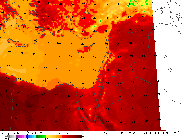 карта температуры Arpege-eu сб 01.06.2024 15 UTC