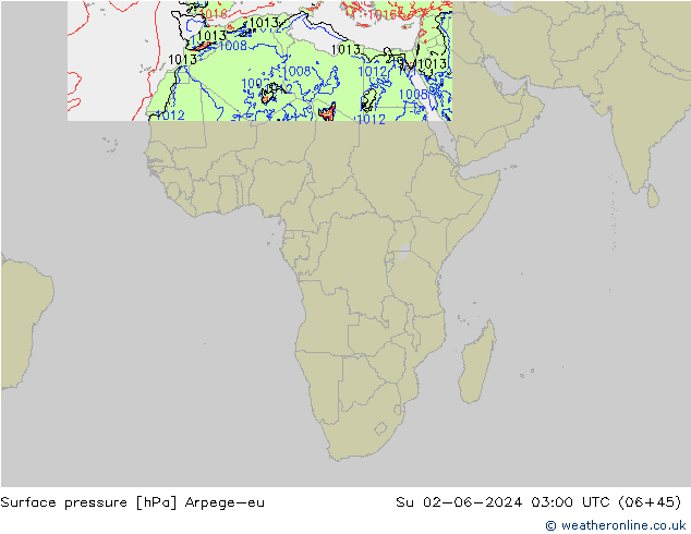 Atmosférický tlak Arpege-eu Ne 02.06.2024 03 UTC