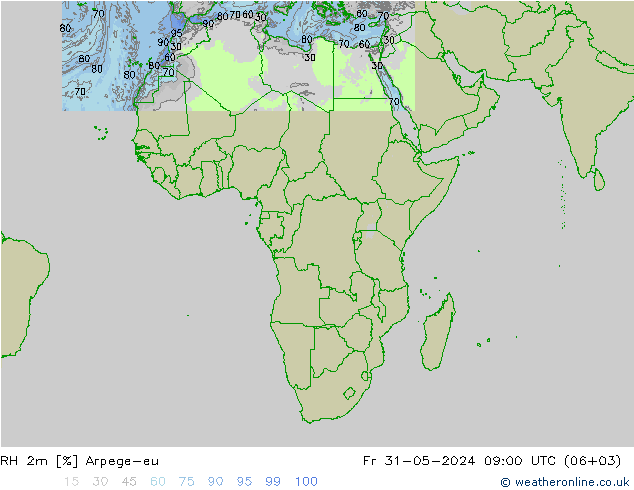 RH 2m Arpege-eu Fr 31.05.2024 09 UTC