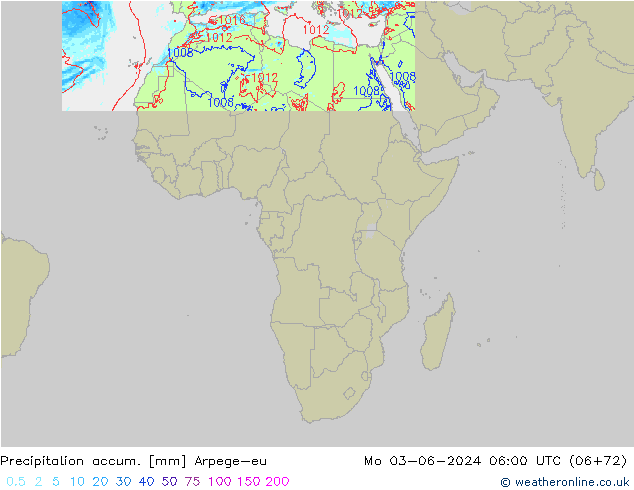 Precipitation accum. Arpege-eu пн 03.06.2024 06 UTC