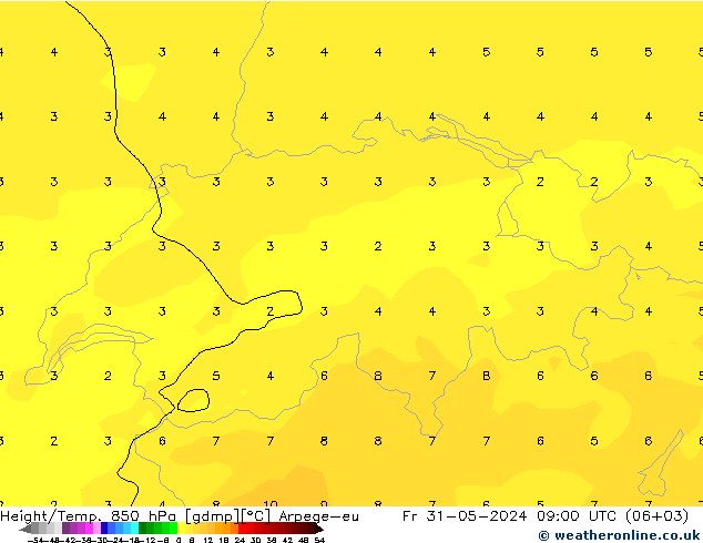 Height/Temp. 850 hPa Arpege-eu  31.05.2024 09 UTC