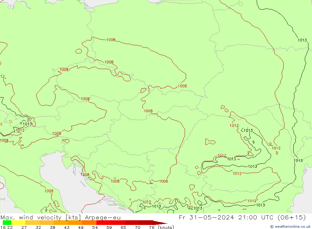 Maks. Rüzgar Hızı Arpege-eu Cu 31.05.2024 21 UTC