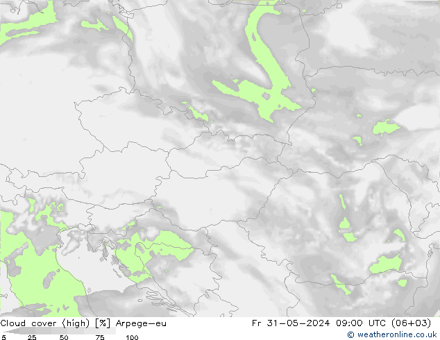 vysoký oblak Arpege-eu Pá 31.05.2024 09 UTC