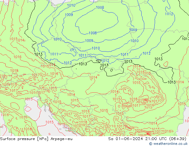 Surface pressure Arpege-eu Sa 01.06.2024 21 UTC