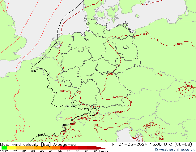 Windböen Arpege-eu Fr 31.05.2024 15 UTC