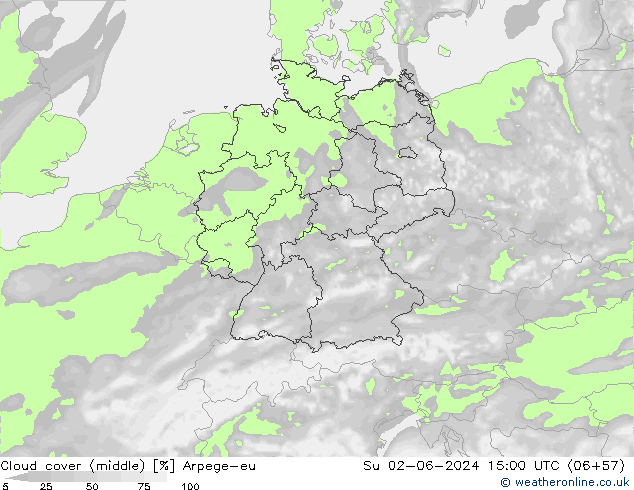 nuvens (médio) Arpege-eu Dom 02.06.2024 15 UTC