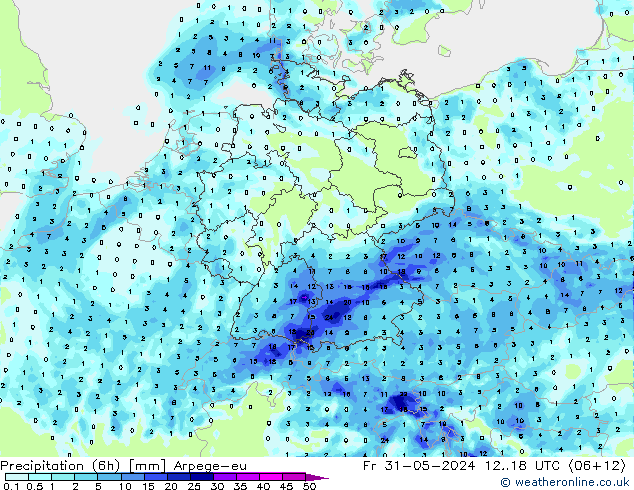 Precipitation (6h) Arpege-eu Fr 31.05.2024 18 UTC