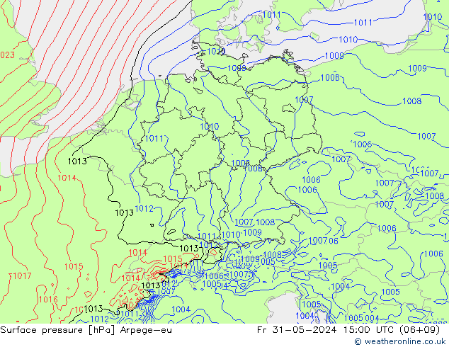 Luchtdruk (Grond) Arpege-eu vr 31.05.2024 15 UTC