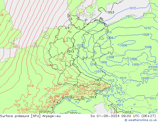 Yer basıncı Arpege-eu Cts 01.06.2024 09 UTC