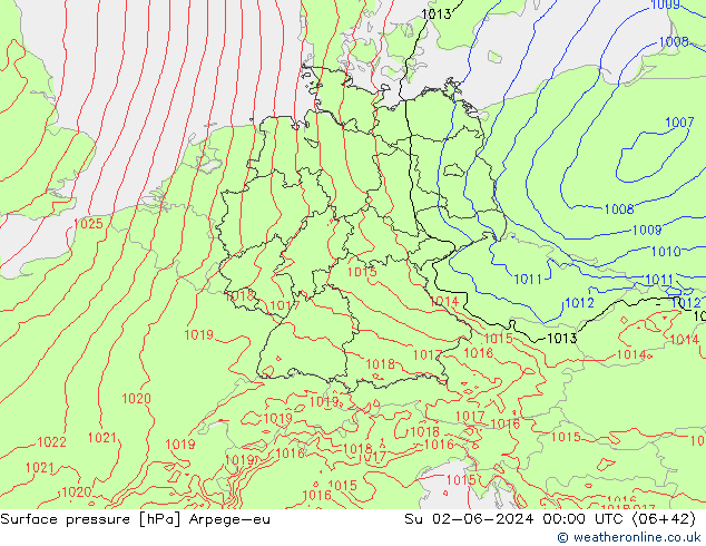 Atmosférický tlak Arpege-eu Ne 02.06.2024 00 UTC