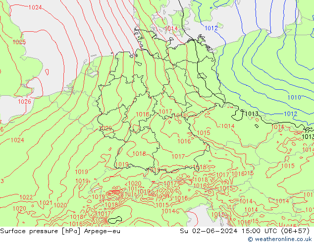 Surface pressure Arpege-eu Su 02.06.2024 15 UTC