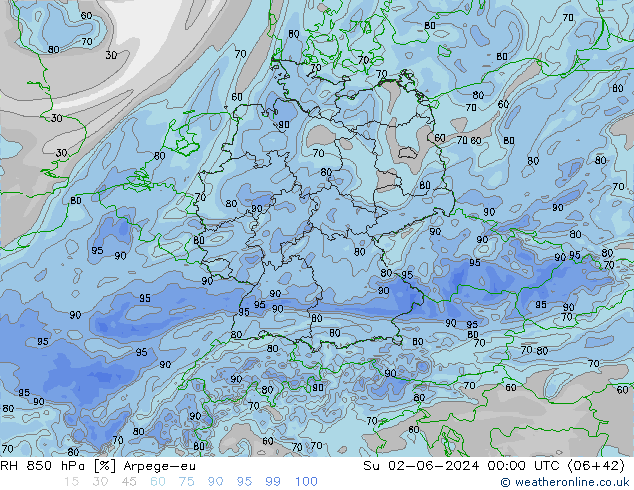 RV 850 hPa Arpege-eu zo 02.06.2024 00 UTC