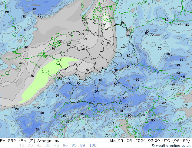 RV 850 hPa Arpege-eu ma 03.06.2024 03 UTC