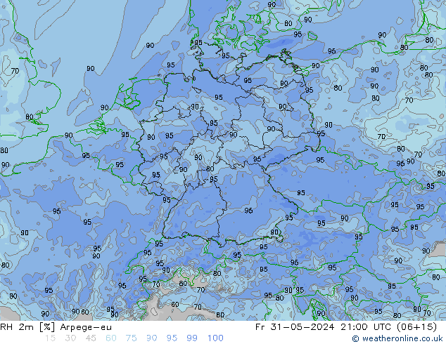 RH 2m Arpege-eu Fr 31.05.2024 21 UTC