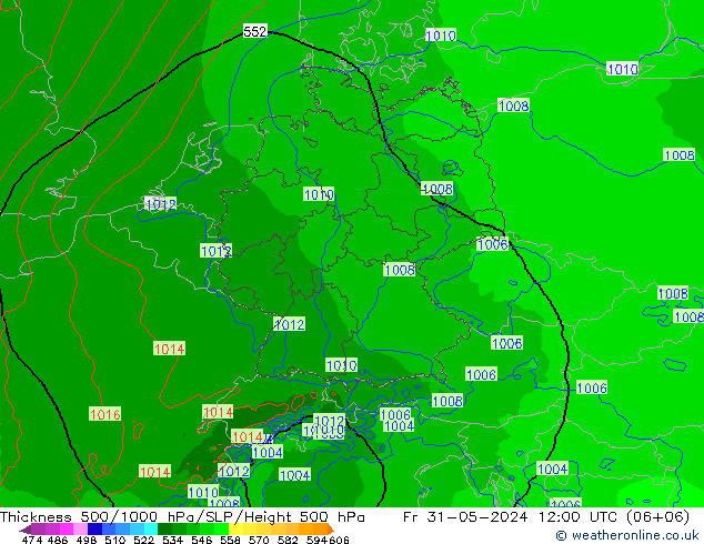 Thck 500-1000hPa Arpege-eu  31.05.2024 12 UTC