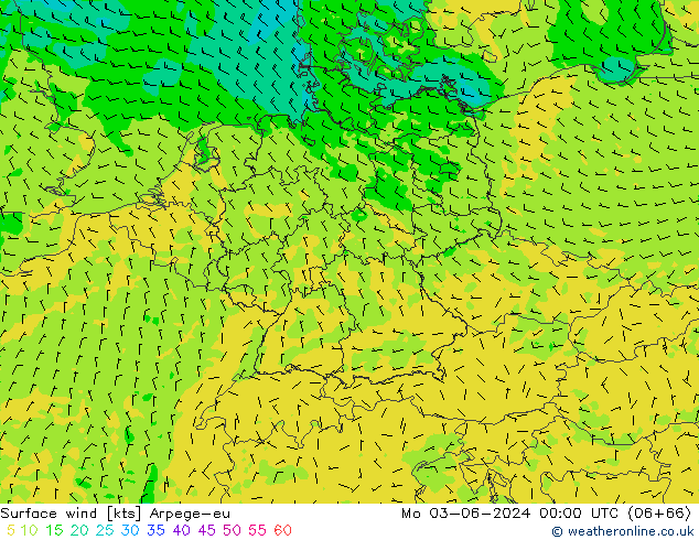 Rüzgar 10 m Arpege-eu Pzt 03.06.2024 00 UTC