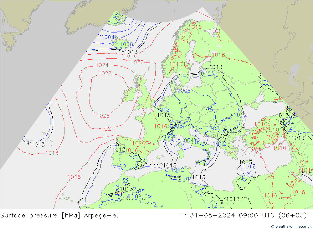 Bodendruck Arpege-eu Fr 31.05.2024 09 UTC