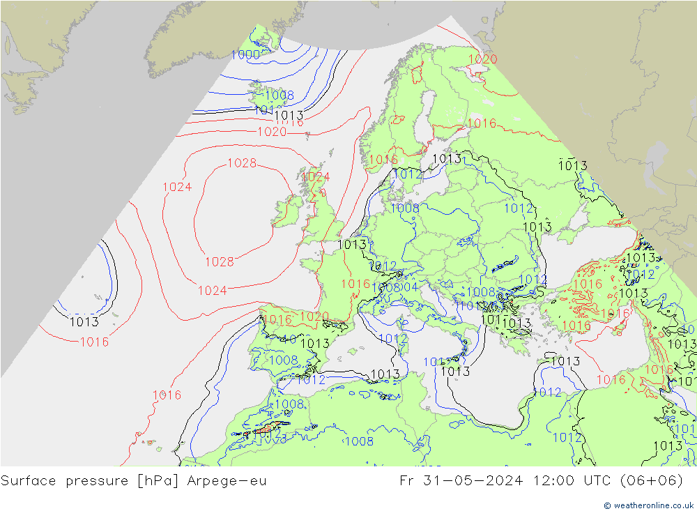 pression de l'air Arpege-eu ven 31.05.2024 12 UTC