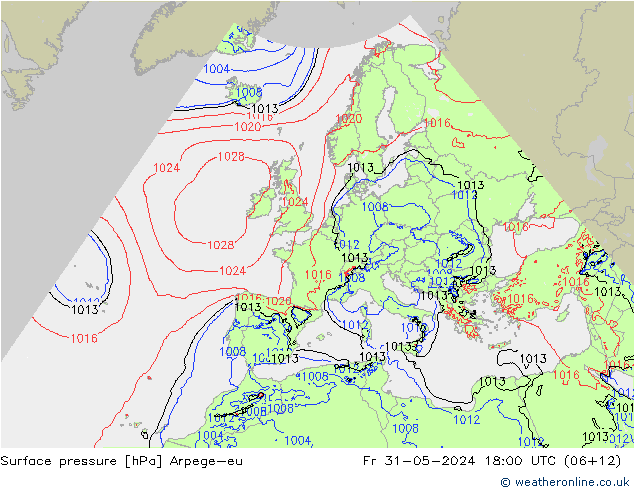 приземное давление Arpege-eu пт 31.05.2024 18 UTC