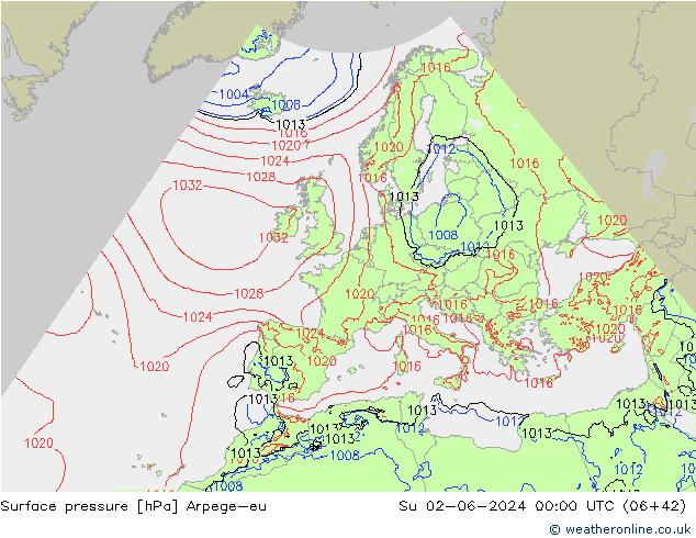 pression de l'air Arpege-eu dim 02.06.2024 00 UTC