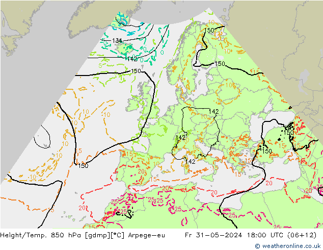 Height/Temp. 850 hPa Arpege-eu Fr 31.05.2024 18 UTC
