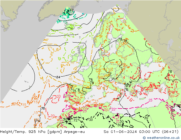 Height/Temp. 925 hPa Arpege-eu Sa 01.06.2024 03 UTC