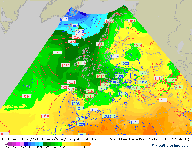 Thck 850-1000 hPa Arpege-eu Sa 01.06.2024 00 UTC