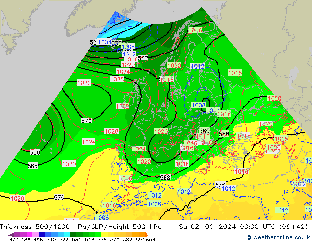 Thck 500-1000hPa Arpege-eu Ne 02.06.2024 00 UTC