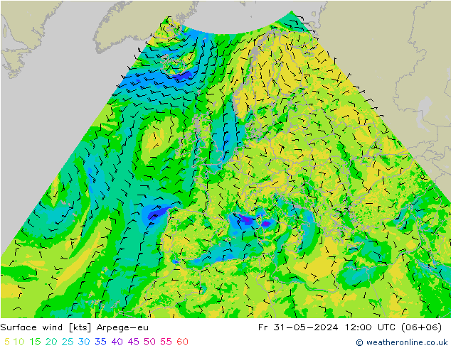 Surface wind Arpege-eu Fr 31.05.2024 12 UTC