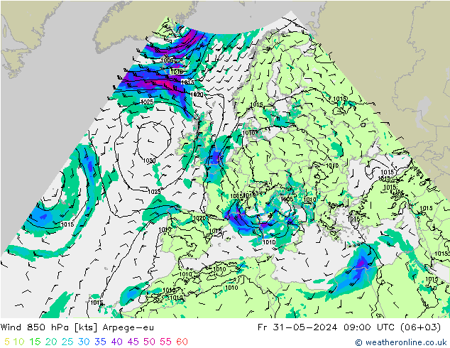  850 hPa Arpege-eu  31.05.2024 09 UTC